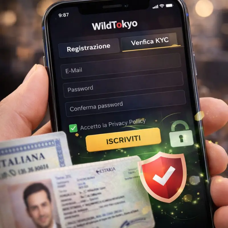 Registrazione e KYC WildTokyo mobile